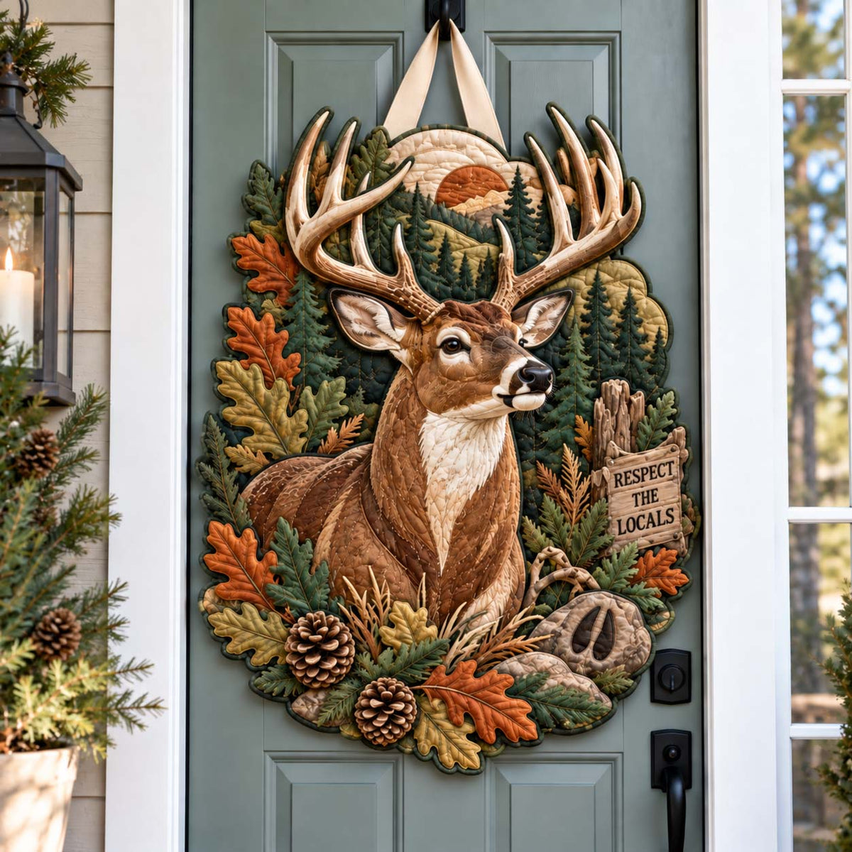 Deer Camp Custom Shape Quilted Table Topper GFTONTD2940