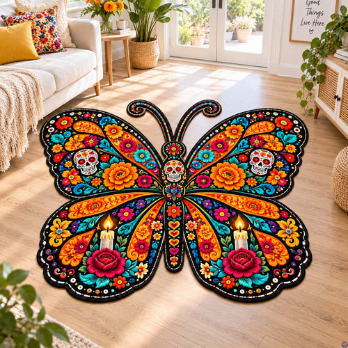 Monarch Calavera Custom Shape Area Rug GFTONTD2976