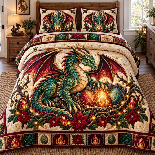 Christmas Dragon Nest 3-Piece Quilted Bedding Set GFTONTD3023