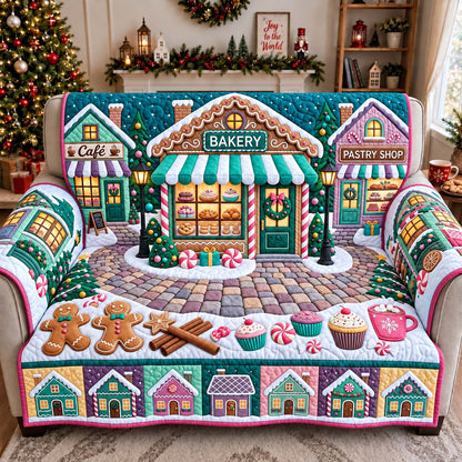 Christmas Bakery Street Quilted Sofa Cover GFTONTD3049
