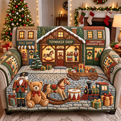 Toymaker Christmas Shop Quilted Sofa Cover GFTONTD3050