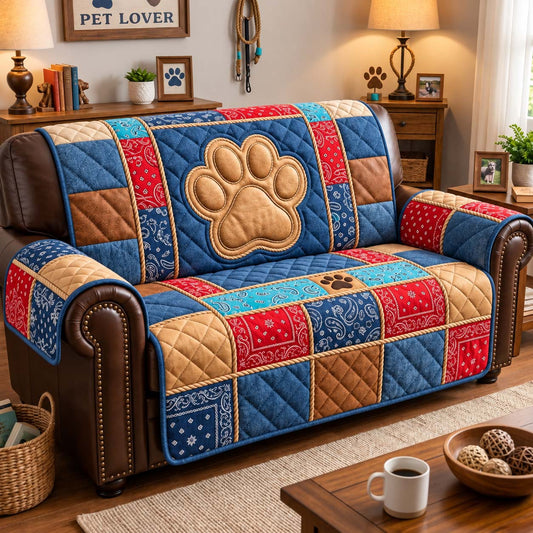 Western Paw Patch Quilted Sofa Cover GFTONTD3053