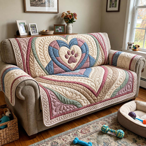 Sweetheart Paw Quilt Quilted Sofa Cover GFTONTD3059