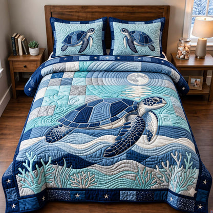 Moonlit Sea Turtle 3-Piece Quilted Bedding Set GFTONTD3060