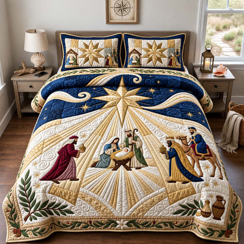 Star of Bethlehem 3-Piece Quilted Bedding Set GFTONTD3067