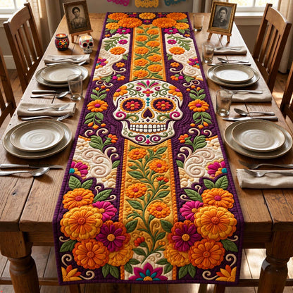 Marigold Sugar Skull Quilted Table Runner GFTONTD3074