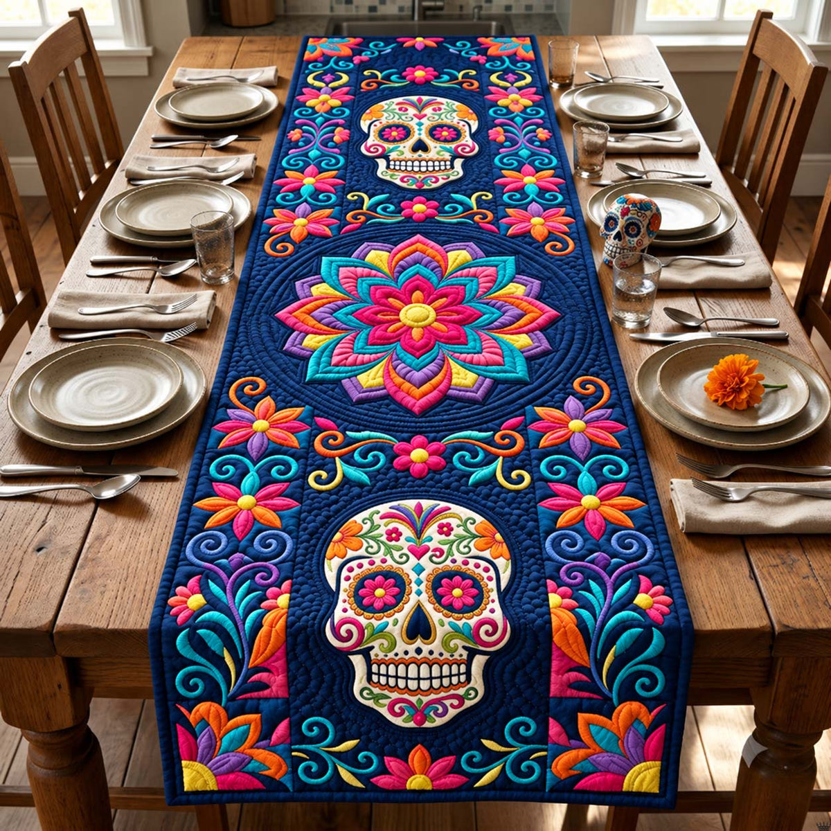 Midnight Skull Quilted Table Runner GFTONTD3075
