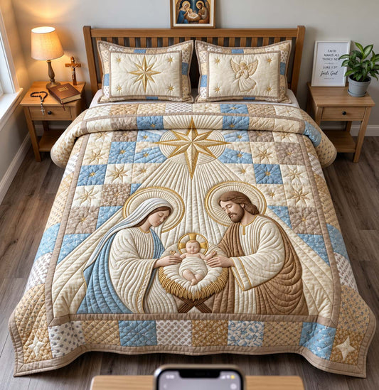 Star of Bethlehem 3-Piece Quilted Bedding Set GFTONTD3108