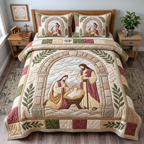 Holy Family Arch 3-Piece Quilted Bedding Set GFTONTD3109