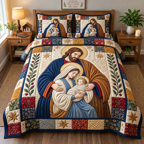 Holy Family Christmas 3-Piece Quilted Bedding Set GFTONTD3111