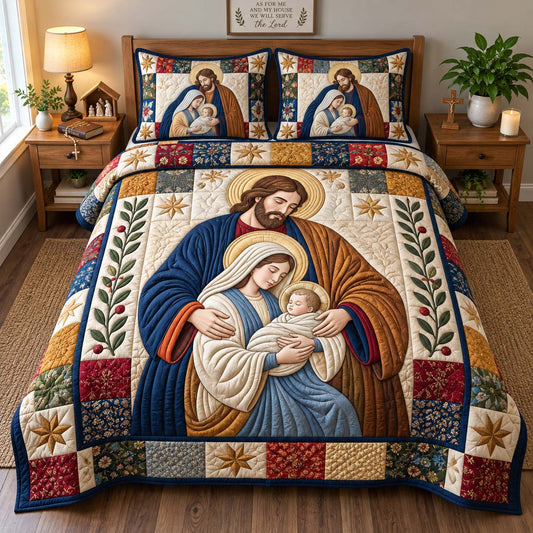 Holy Family Christmas 3-Piece Quilted Bedding Set GFTONTD3111