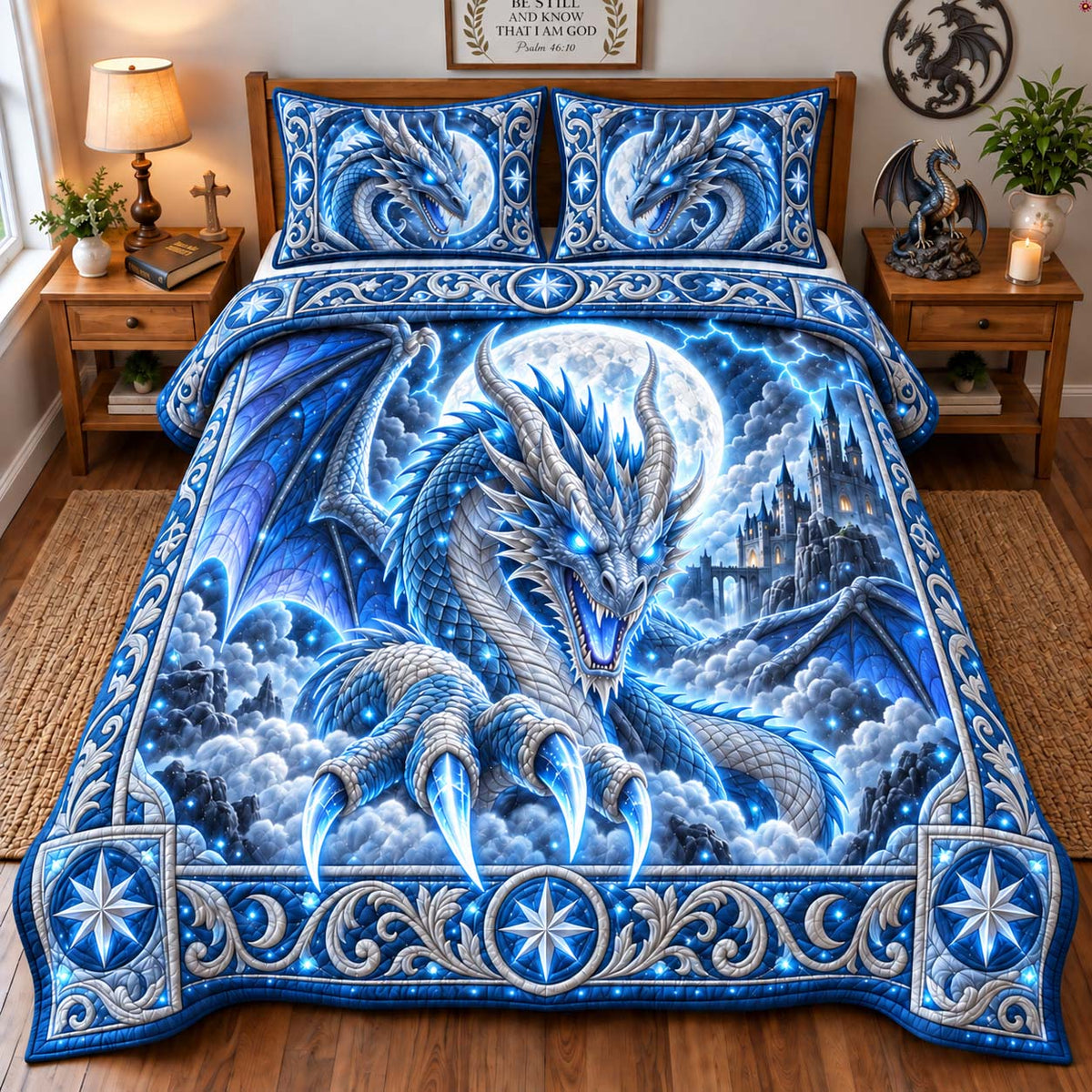 Froststorm Dragon 3-Piece Quilted Bedding Set GFTONTD3130