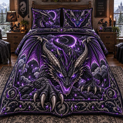 Shadow Eclipse Dragon 3-Piece Quilted Bedding Set GFTONTD3131