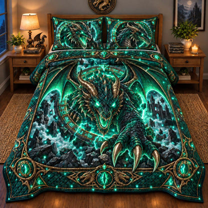 Arcane Dragon 3-Piece Quilted Bedding Set GFTONTD3133