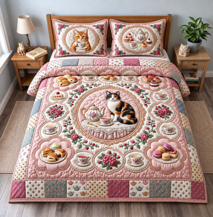 Tea Time 3-Piece Quilted Bedding Set GFTONTD3138