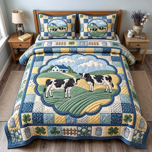 Farm Cow 3-Piece Quilted Bedding Set GFTONTD3143