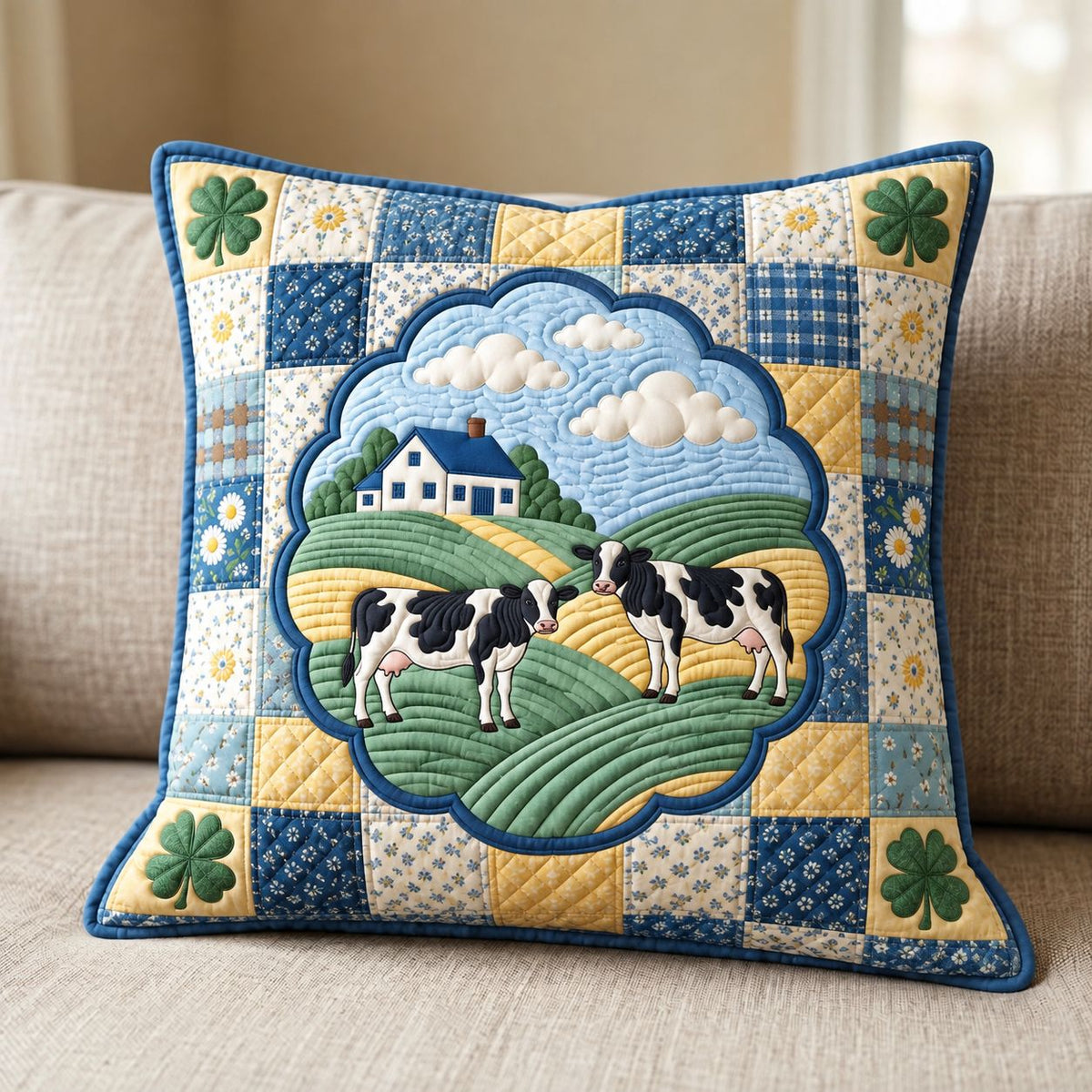 Farm Cow Quilted Pillow Case GFTONTD3143C1
