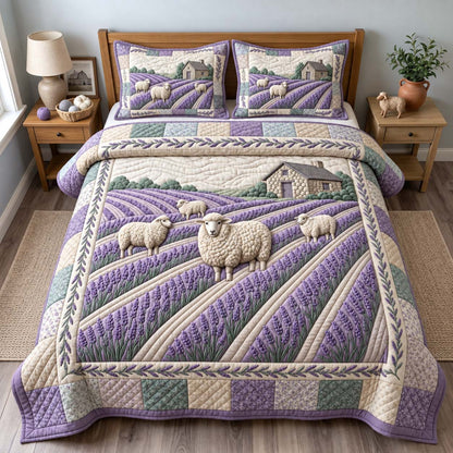 Lavender Sheep 3-Piece Quilted Bedding Set GFTONTD3145
