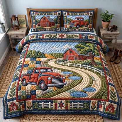 Vintage Truck Farm 3-Piece Quilted Bedding Set GFTONTD3147