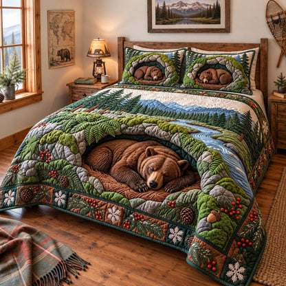 Mountain Bear Den 3-Piece Quilted Bedding Set GFTONTD3154