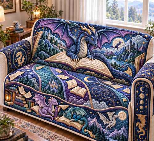 Moonlit Dragon Storybook Quilted Sofa Cover GFTONTD3178