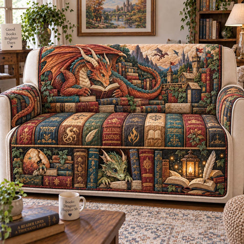 Dragon Scholar Library Quilted Sofa Cover GFTONTD3182