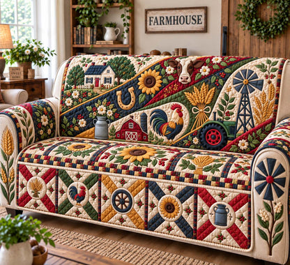 Sunflower Farmhouse Quilted Sofa Cover GFTONTD3186
