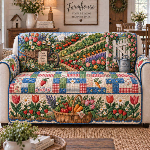 Fresh Garden Farmhouse Quilted Sofa Cover GFTONTD3188
