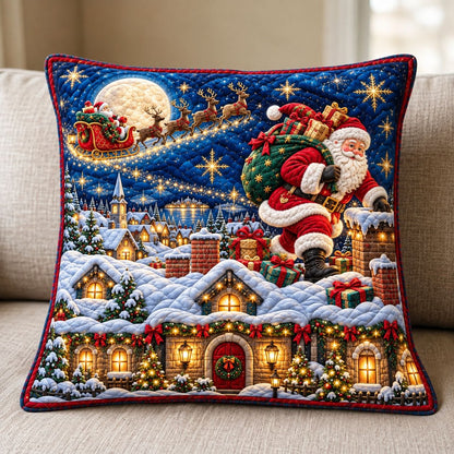 Santa Rooftop Delivery Quilted Pillow Case GFTONTD3198C1