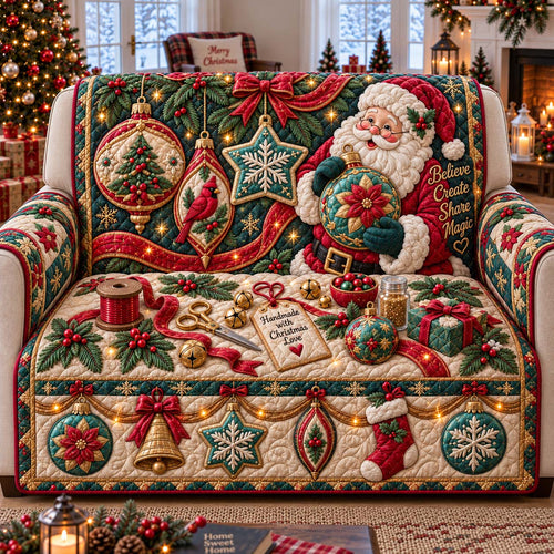Santa Ornament Workshop Quilted Sofa Cover GFTONTD3200