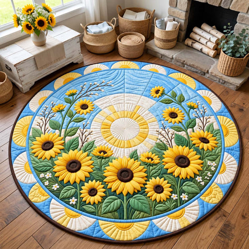 Sunny Sunflower Garden Quilted Round Mat GFTONTD3212