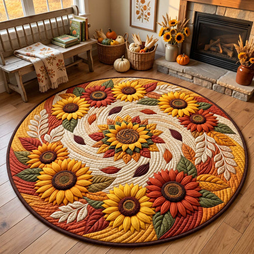 Autumn Sunflower Swirl Quilted Round Mat GFTONTD3213