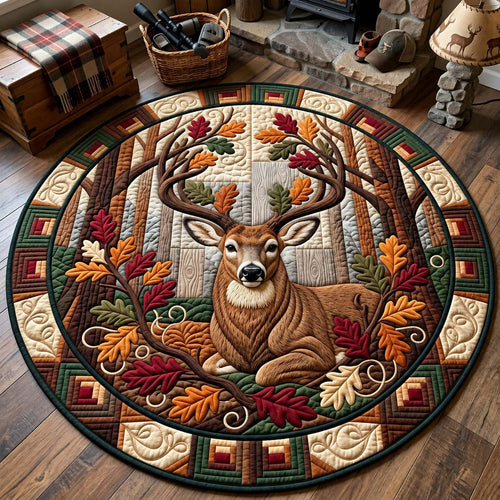 Autumn Woodland Deer Quilted Round Mat GFTONTD3215