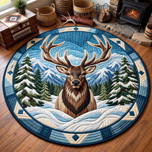 Snowy Mountain Elk Quilted Round Mat GFTONTD3218