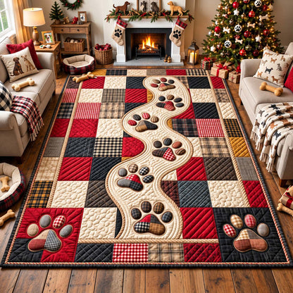 Holiday Paw Trail Patchwork Area Rug GFTONTD3224