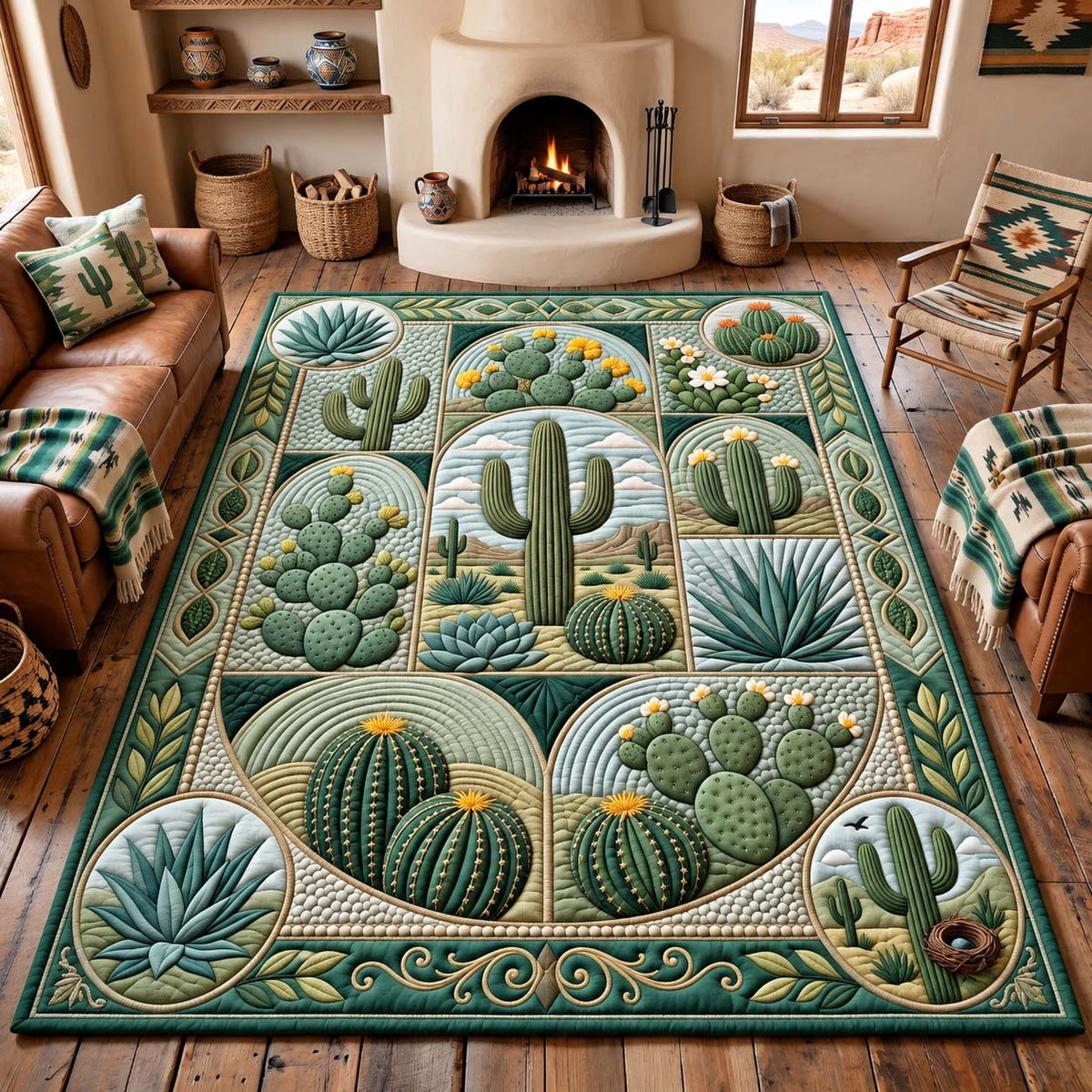 Cactus Garden Southwestern Area Rug GFTONTD3230