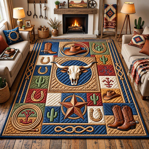 Cowboy Ranch Icons Area Rug GFTONTD3231