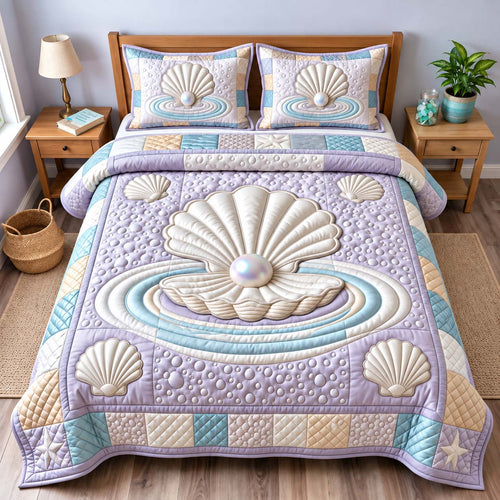 Pearl Seashell 3-Piece Quilted Bedding Set GFTONTD3253