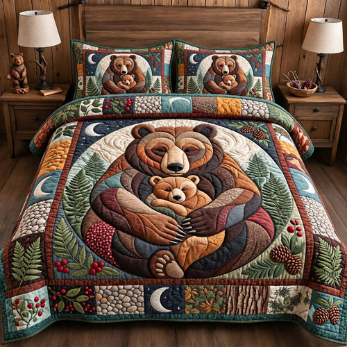 Mama Bear And Cub 3-Piece Quilted Bedding Set GFTONTD3264