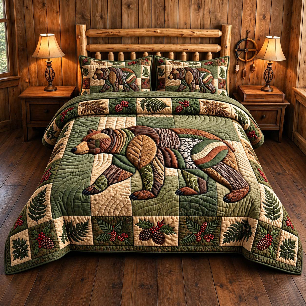 Evergreen Bear 3-Piece Quilted Bedding Set GFTONTD3268