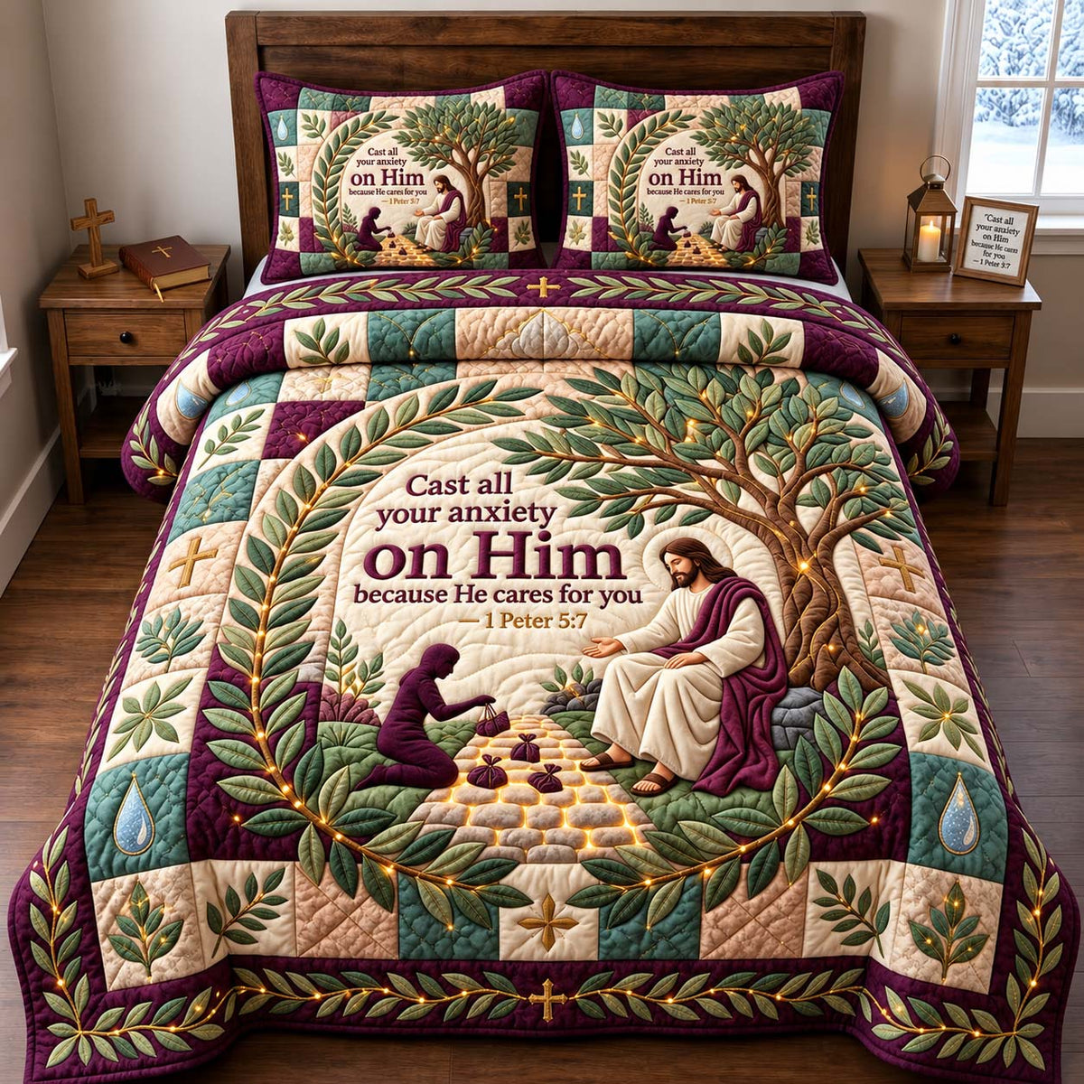 Cast Your Anxiety 3-Piece Quilted Bedding Set GFTONTD3298