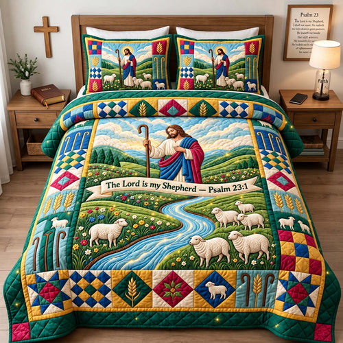The Lord Is My Shepherd 3-Piece Quilted Bedding Set GFTONTD3300