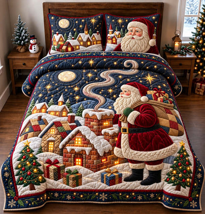 Midnight Visit Of Santa 3-Piece Quilted Bedding Set GFTONTD3305