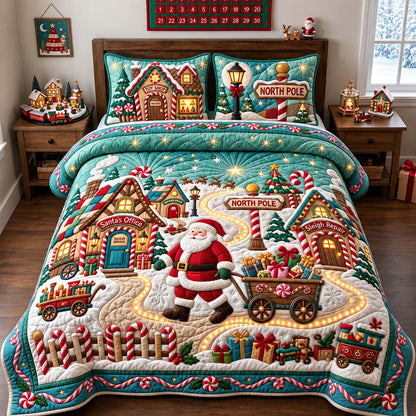 North Pole Village 3-Piece Quilted Bedding Set GFTONTD3306