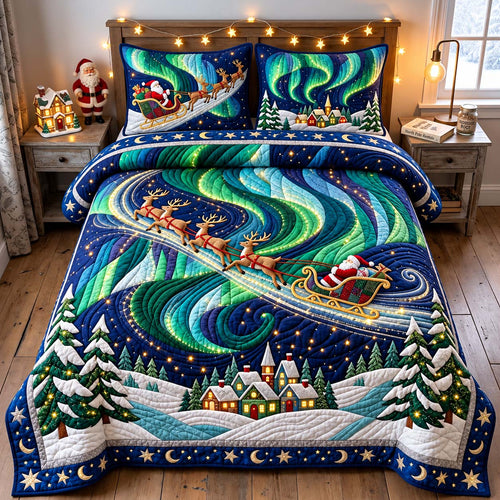 Northern Lights Christmas 3-Piece Quilted Bedding Set GFTONTD3308