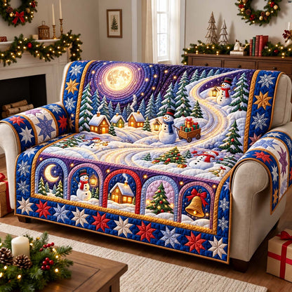 Moonlit Snowman Trail Quilted Sofa Cover GFTONTD3372