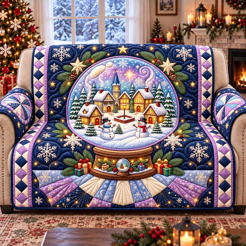 Snowman Snow Globe Village Quilted Sofa Cover GFTONTD3376