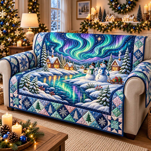 Aurora Snowman Christmas Quilted Sofa Cover GFTONTD3377