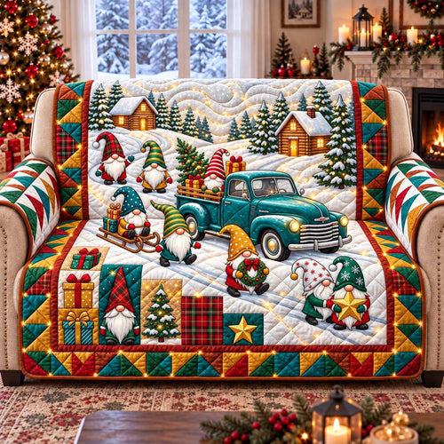 Gnome Christmas Delivery Quilted Sofa Cover GFTONTD3378