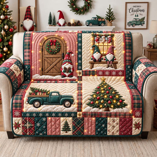 Gnome Farmhouse Patchwork Quilted Sofa Cover GFTONTD3382